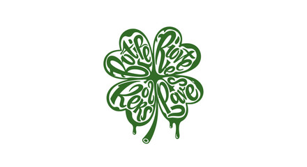 Express your Irish spirit with a vibrant green clover design featuring dripping ink text for a unique, artistic flair.