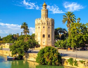 Spanish Historical Landmark by the Guadalquivir River