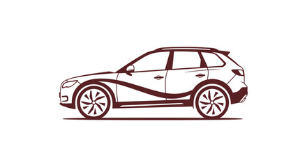 Stylish suv car illustration in a minimalist line art silhouette