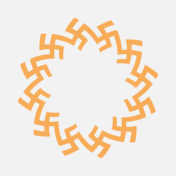 Swastika- a Hindu religious motifs background. A round border with empty space made with Swastika symbol. Layout template for Hindu religious events.