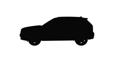 A simple black outline of a modern vehicle stark and bold silhouette