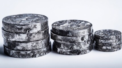 Stacked antique coins