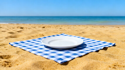 Beach Picnic Plate on Sand