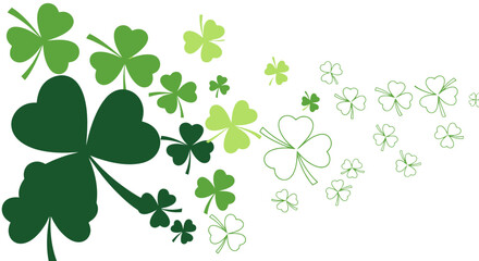 Stunning St. Patrick's Day shamrock design with vibrant green clovers flowing across a clean white background, perfect for celebratory projects
