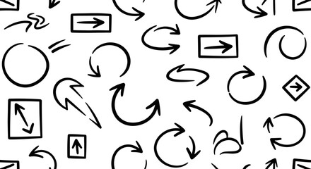 Dynamic hand-drawn arrow collection perfect for business presentations, directional guidance, and modern design elements on white background