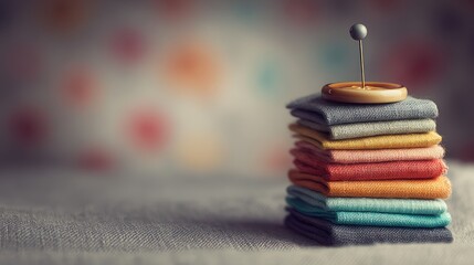 Colorful fabric stack with pin
