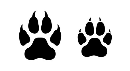 Black paw prints of a dog, perfect for pet lovers, veterinary clinics, and branding designs that evoke a sense of adventure and loyalty