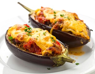 Stuffed Eggplant with Melted Cheese Delightful Dish