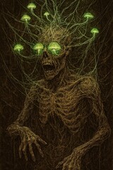 Fungal Marionette with Glowing Green Eyes