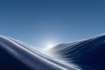 Ethereal Landscape of Soft Waves Under Bright Blue Sky with Sunlight Reflection