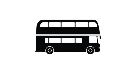 Simple black and white depiction of a classic double decker bus silhouette