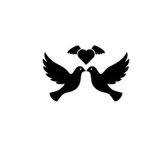 Love Birds Silhouette | Romantic Couple Birds Vector Illustration | Valentine and Wedding Design