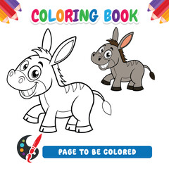 Coloring book for kids Donkey vector