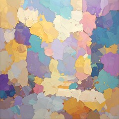 Abstract art piece with textured patches of pastel colors