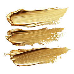 Golden paint strokes on black background abstract art texture design isolated on a white background