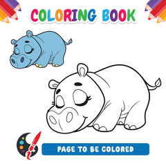 Coloring book for kids Hippopotamus vector