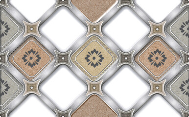 3D embossed metal background square design