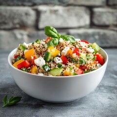 Colorful quinoa salad in a white bowl (3)