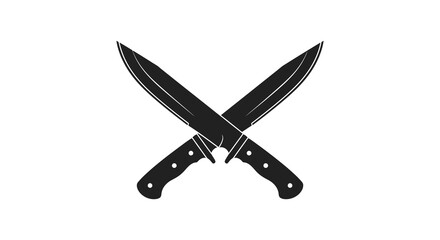 Two crossed kitchen knives displayed as a striking black silhouette