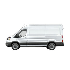 White Cargo Van Mockup, Side Profile Delivery Vehicle Transportation Business isolated on a white background