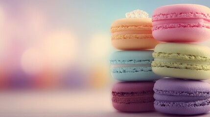 Colorful macarons stacked
