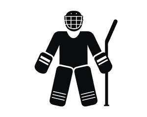 Hockey goalie icon  silhouette illustration isolated on white background