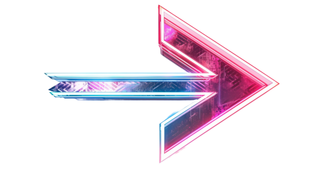 Modern Digital Arrow Icon with Futuristic Style on white background