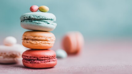 Colorful stacked macarons