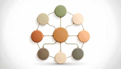 Infographic Template with Eight Circular Elements and a Central Node, Modern Diagram for Data Presentation, Ideal for Visualizing Interconnected Concepts and Relationships