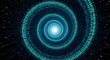 Fototapeta premium Abstract Digital Tunnel With Glowing Particles And Light Futuristic Technology Concept