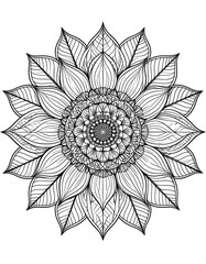 Ornate black and white flower design