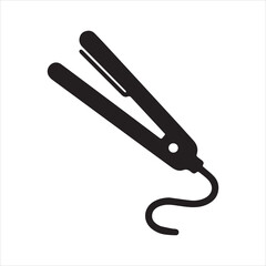 Hair Straightener icon silhouette vector with white background