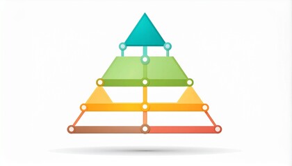 Pyramid Diagram Template for Business, Education or Marketing Presentations, Modern Pyramid Chart Diagram with Connected Elements on a White Background