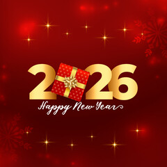 happy new year 2026 template with giftbox