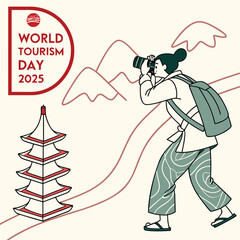 Obraz premium World Tourism Day: Capturing the Essence of Discovery - Celebrating travel and exploration.