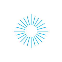 Obraz premium Blue Sunburst Neon PNG Abstract Radial Lines on White Background