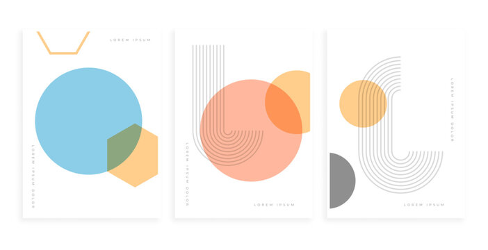 set of bauhaus linear shape element poster design