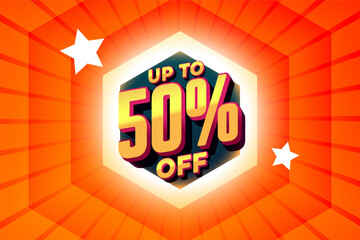 3d style upto 50 percent off sale background for business promo