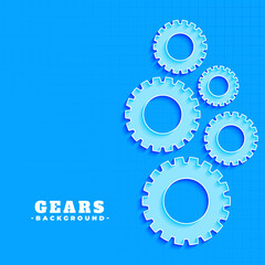 3d style teeth and tooth cogwheel blue background