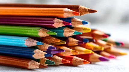 Colorful pencils stacked