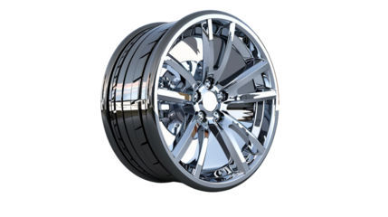 Sleek Car Wheel with Advanced Engineering on white background