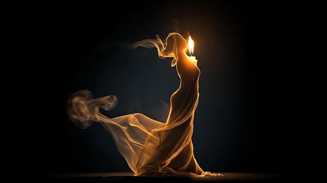 An ethereal figure shaped like a candle with a burning flame. Wisps of smoke add to the mystical atmosphere