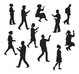 silhouette of a teacher teaching students at school