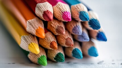 Colorful pencils close up