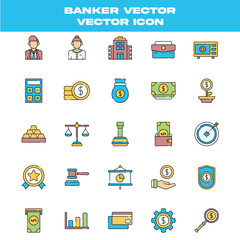 Banker Vector Icons – Finance, Banking, Investment, and Money Management Icon Set