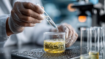 Laboratory liquid analysis chemistry experiment in clinical setting