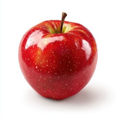 Single Red Apple on White Background