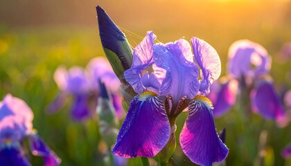 Purple Irises at Sunrise