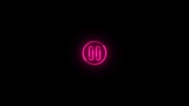 Neon effect pause button animation on the black background.