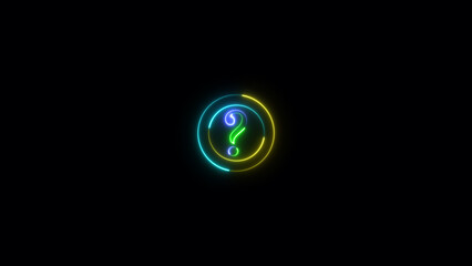 Question mark icon. question mark neon style icon.